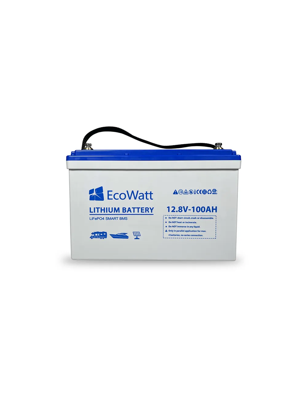 Batteria al Litio per Camper Fotovoltaico Ecowatt LED LiFePO4 12.8V 100Ah -  TuttoBatterie