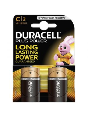 Blister 2 batterie 1/2 torcia DURACELL plus power alcalina LR14 1,5V