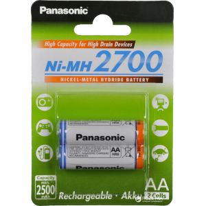 BATTERIA ricaricabile stilo Panasonic NIMH 2700 mAh 2pz
